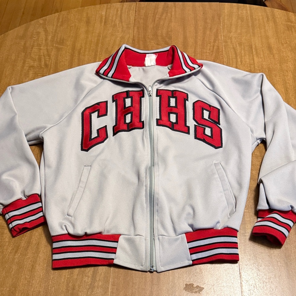 Vintage Gray and Red Track Jacket